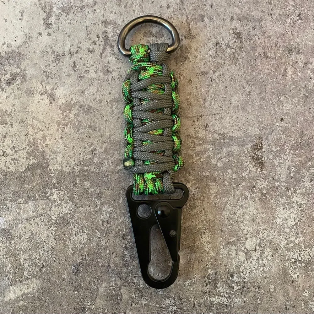 Paracord Keychain Handmade USA Unisex Sporty Green Grey NEW King Cobra